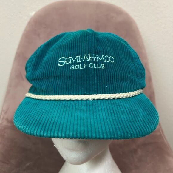 VTG Semiahmoo Corduroy Hat Teal Blue Rope Embroidered Washington Golf Club - Picture 1 of 7